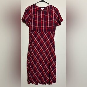 J. Jill Plaid Midi Length Dress Size Small